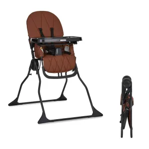 Dream On Me Snack and Stow Baby high Chair in Cognac, Easy to fold and Store Travel high Chair, Removable and Three Position Adjustable Tray Portable high Chair