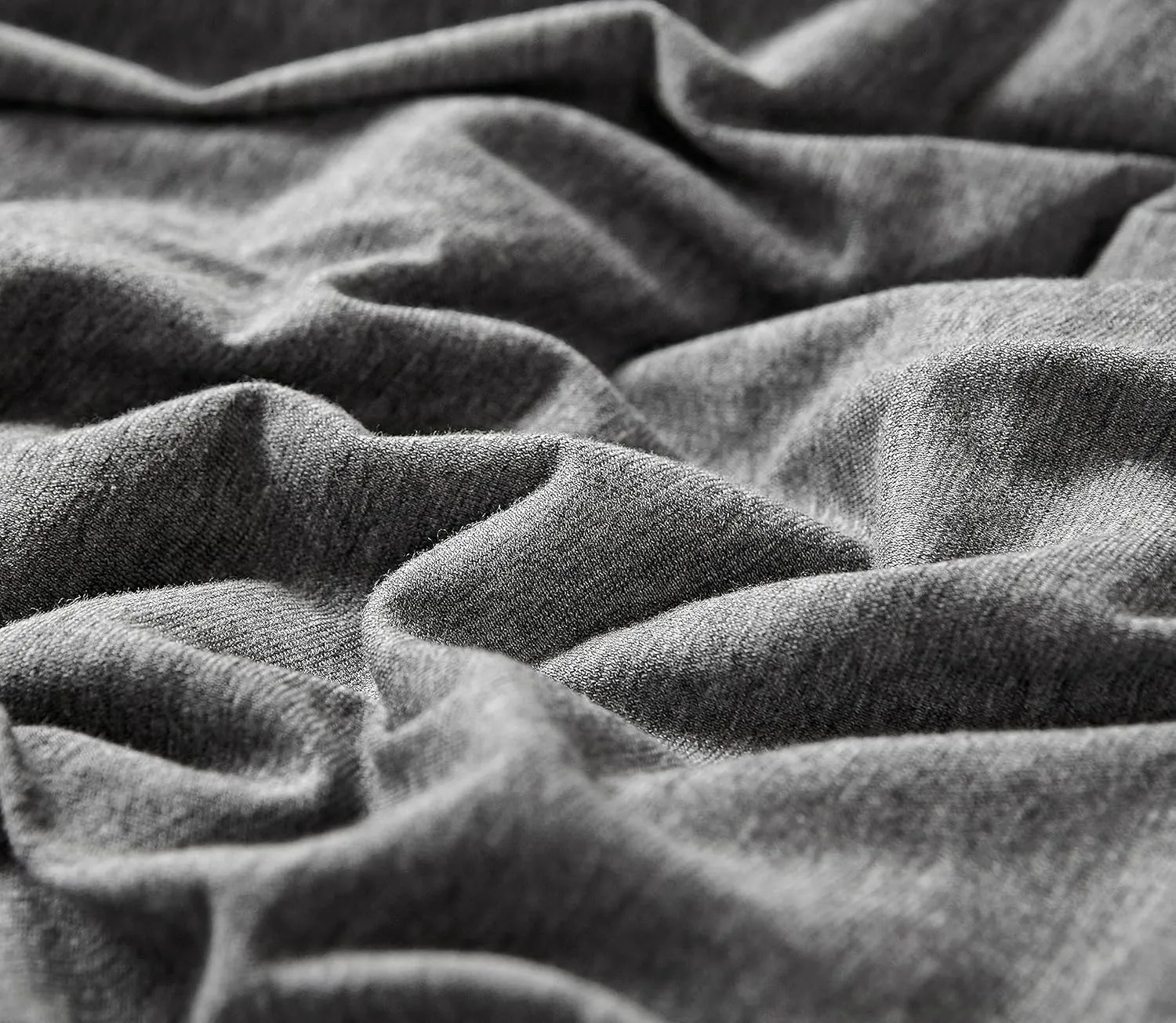 Dream Sunset 100% Cotton Jersey Knit Duvet Cover Set, Twin Size/Twin XL, Heather Dark Grey, Breathable Super Soft Skin Friendly Like T-Shirt ，Zipper Closure,1 Duvet Cover   1 Pillow Case