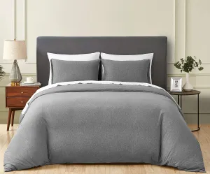 Dream Sunset 100% Cotton Jersey Knit Duvet Cover Set, Twin Size/Twin XL, Heather Dark Grey, Breathable Super Soft Skin Friendly Like T-Shirt ，Zipper Closure,1 Duvet Cover   1 Pillow Case
