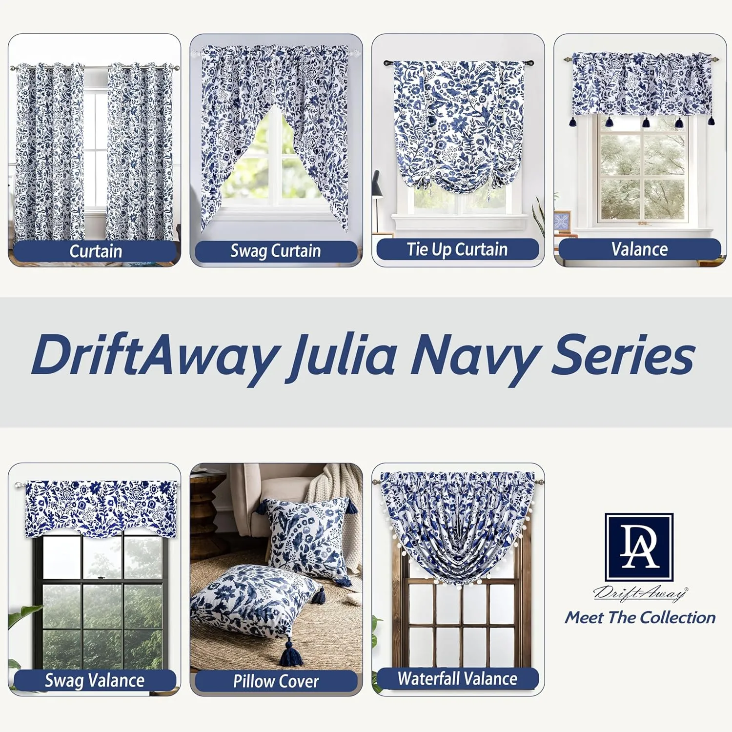 Driftaway Julia Lined Valance Double Layer Thermal Insulated Room Darkening Blackout Valances 3 Inch Rod Pocket Window Valance for Bathroom Living Room 52 Inch by 14 Inch Navy