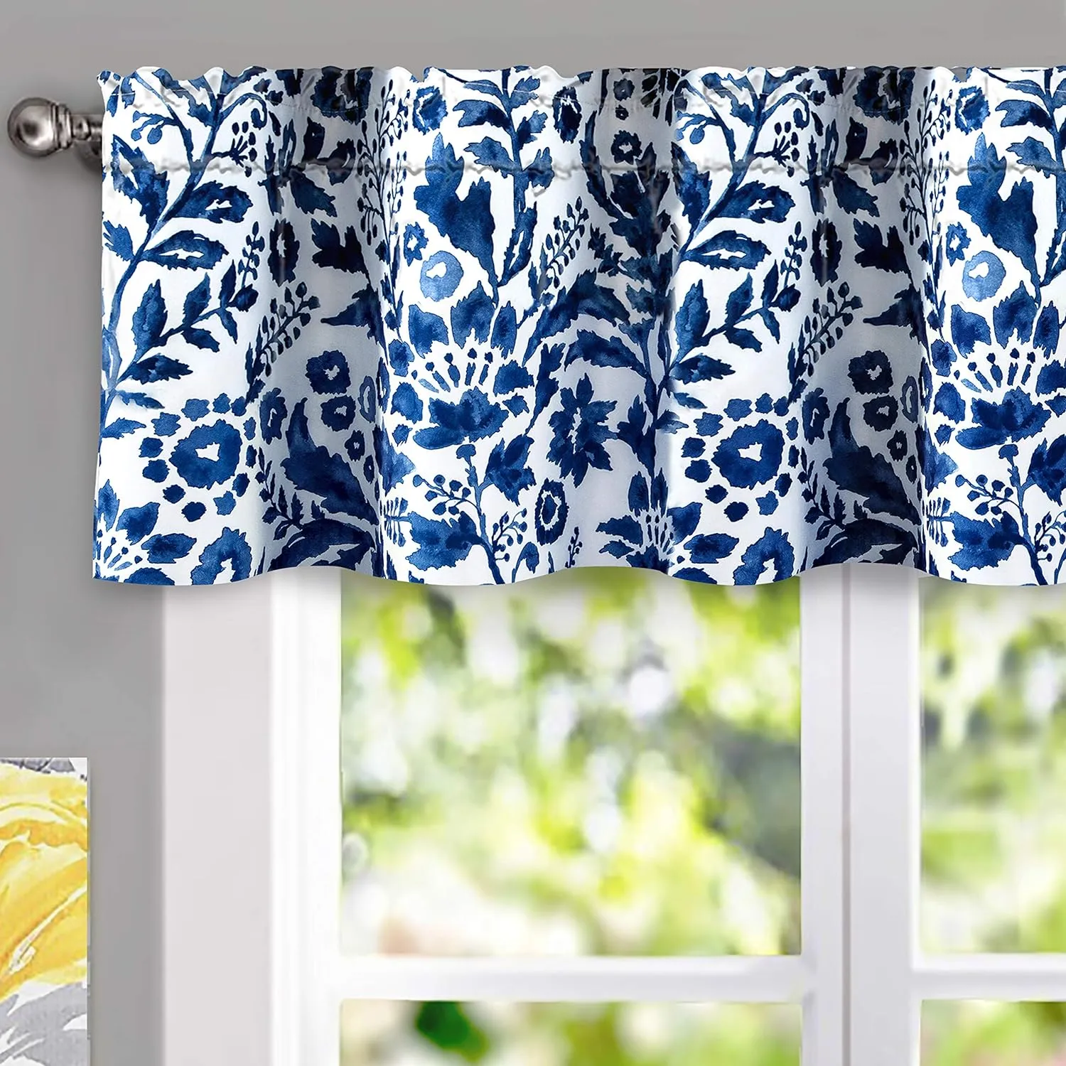 Driftaway Julia Lined Valance Double Layer Thermal Insulated Room Darkening Blackout Valances 3 Inch Rod Pocket Window Valance for Bathroom Living Room 52 Inch by 14 Inch Navy