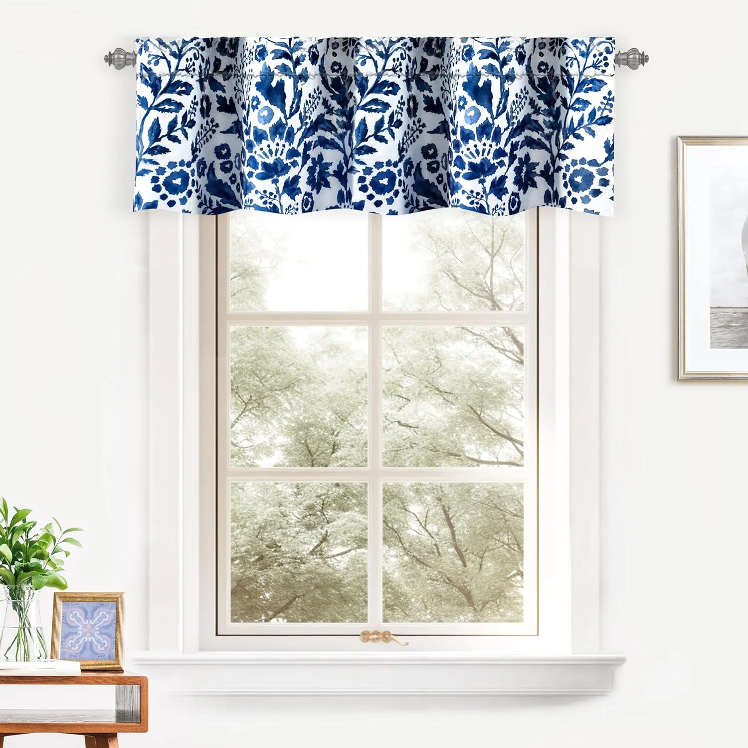 Driftaway Julia Lined Valance Double Layer Thermal Insulated Room Darkening Blackout Valances 3 Inch Rod Pocket Window Valance for Bathroom Living Room 52 Inch by 14 Inch Navy