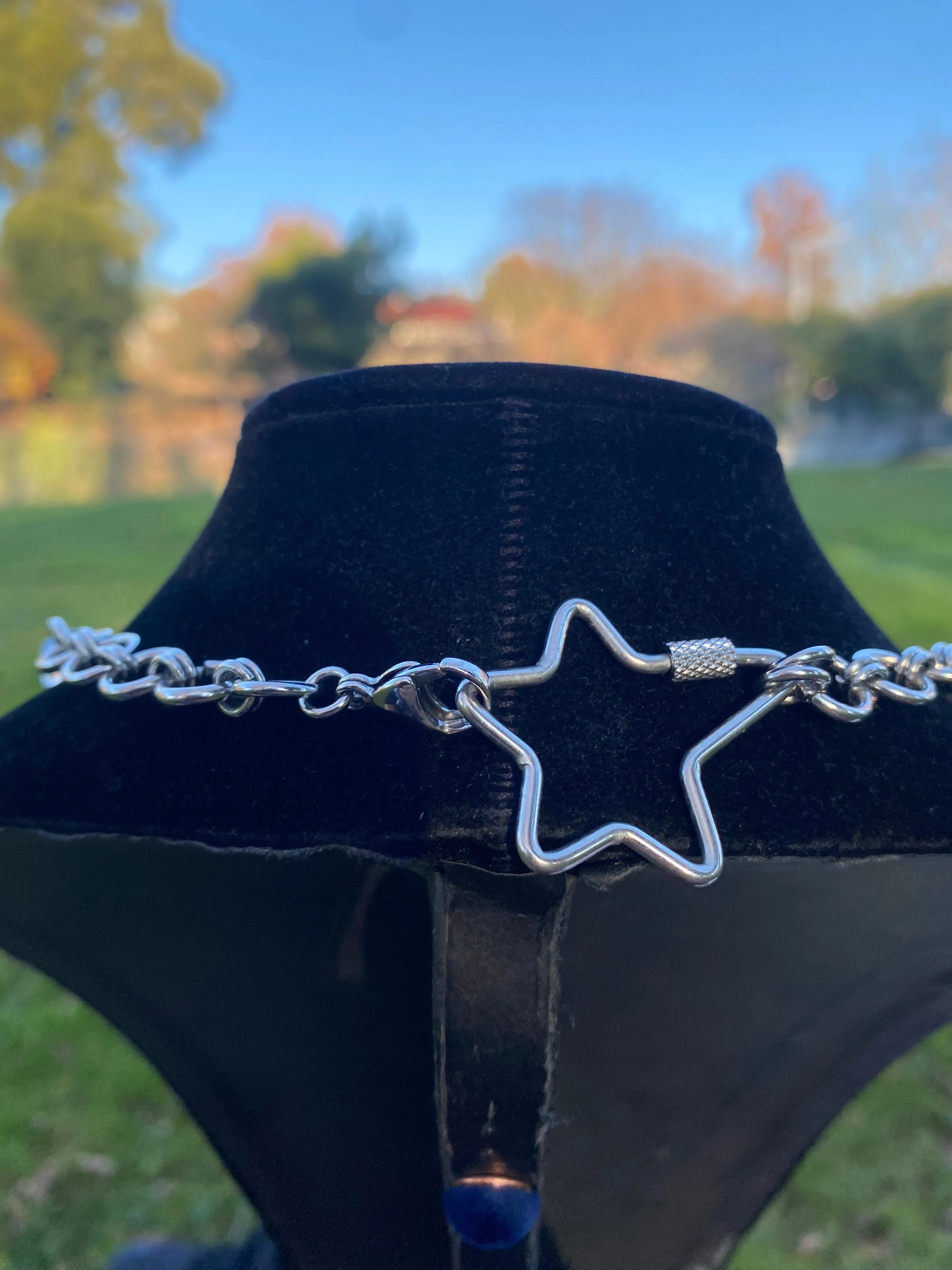 Dual-Tone Watch Chaimail Star Necklace