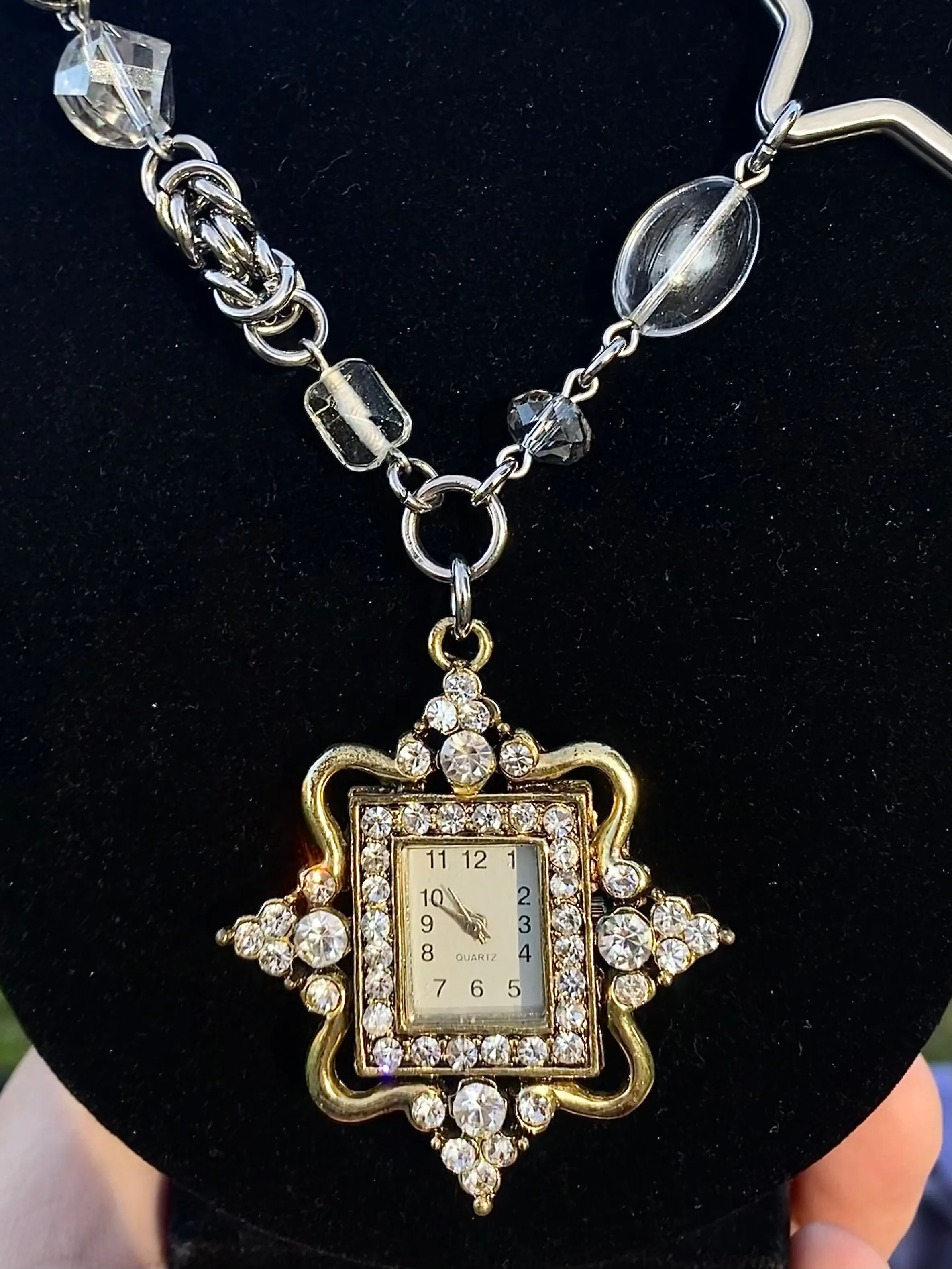 Dual-Tone Watch Chaimail Star Necklace