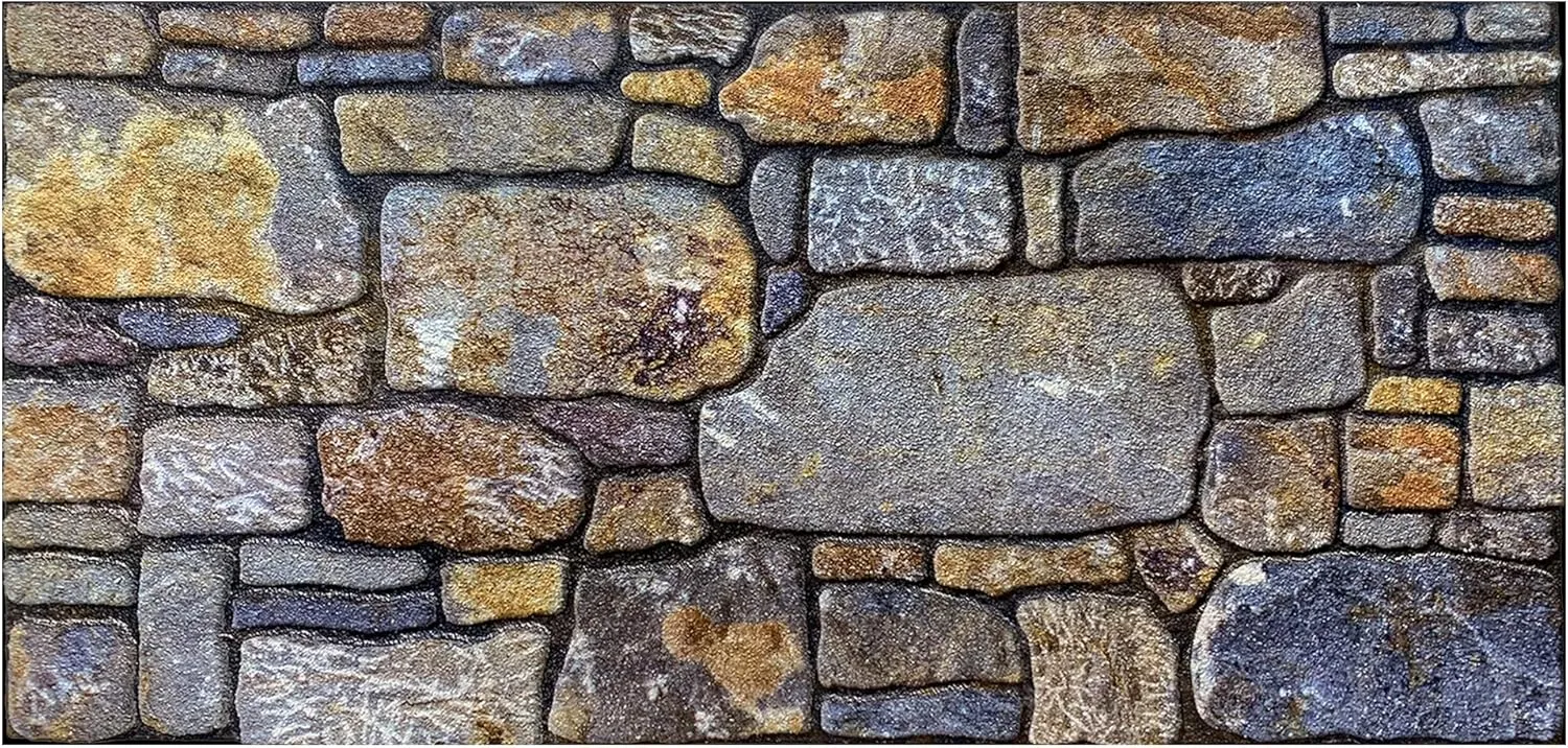 Dundee Deco 3D Wall Panels - Cladding, Periwinkle Ginger Stone Look Wall Paneling, Styrofoam Facing for Interior and Exterior Applications, DIY, Set of 10, Covers 54 sq ft