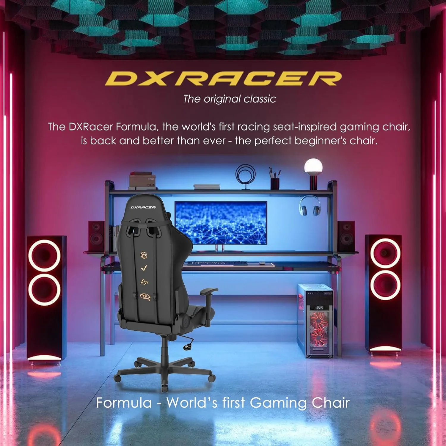 DXRacer Formula Gaming Chair - Ergonomic Chair for Computer and Video Game, Memory Foam Headrest, Lumbar Support, Black & Orange