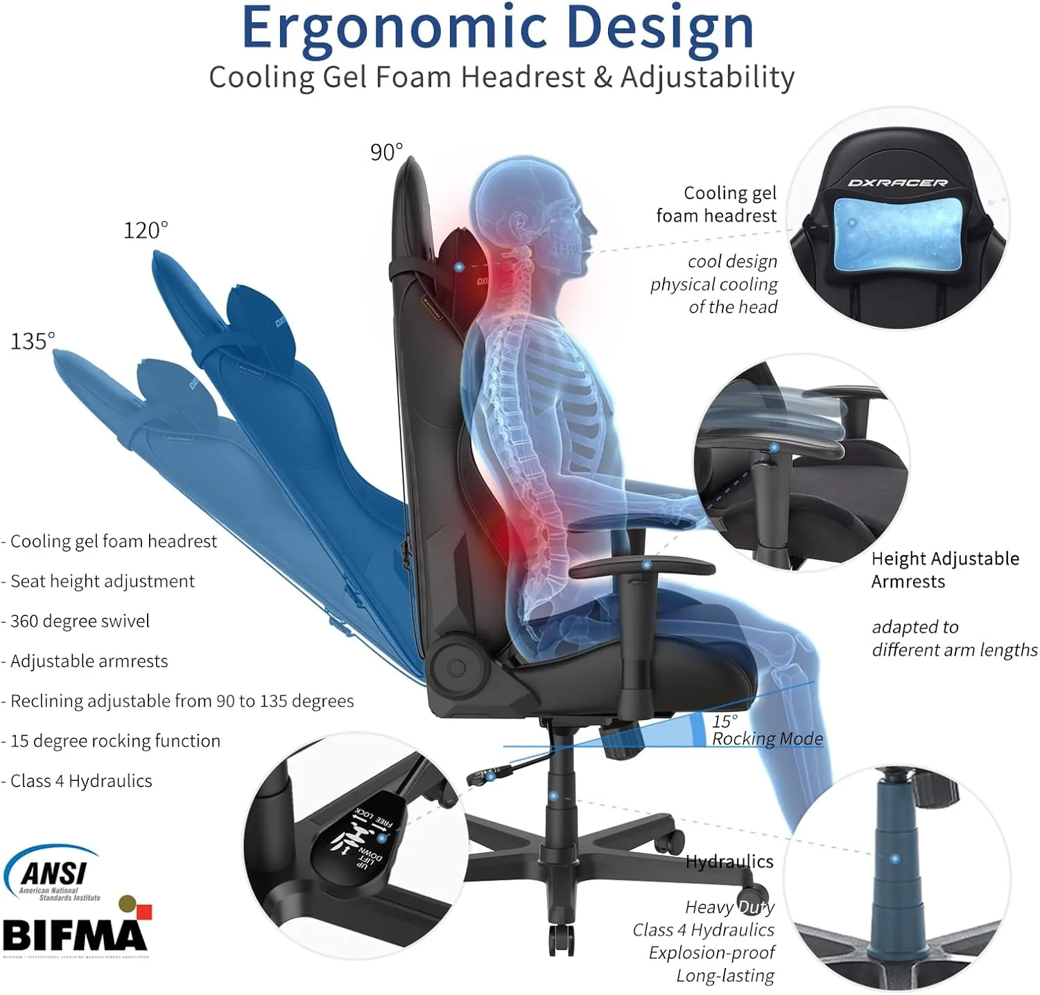 DXRacer Formula Gaming Chair - Ergonomic Chair for Computer and Video Game, Memory Foam Headrest, Lumbar Support, Black & Orange