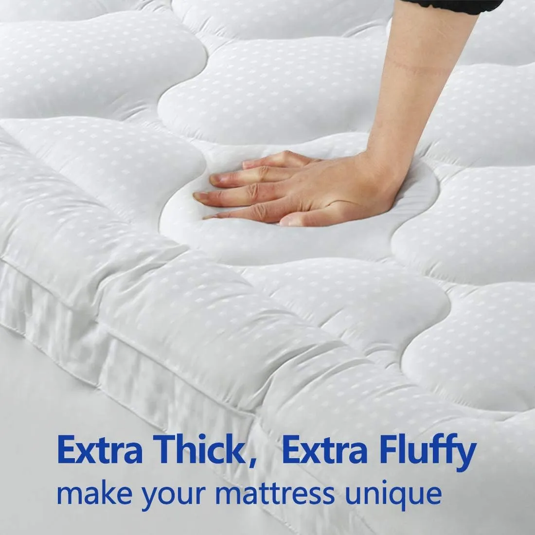 EASELAND Full Size Mattress Topper Pillow Top Mattress Cover Quilted Fitted Mattress Protector Cotton Top 8-21" Deep Pocket Extra Thick Mattress Pad (54x75 Inches, White)