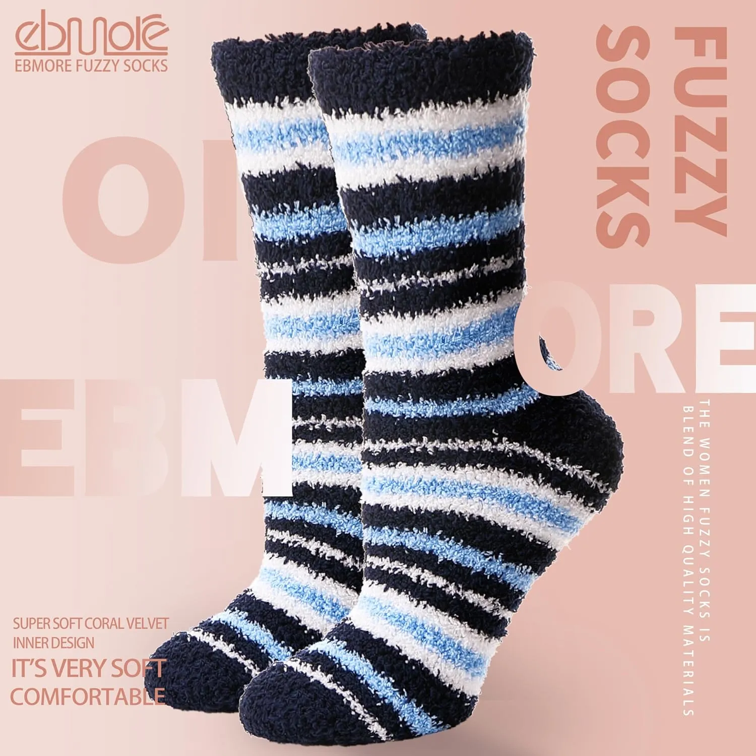 EBMORE Womens Fuzzy Socks Fleece Fluffy Cabin Plush Warm Sleep Soft Cozy Winter Adult Socks