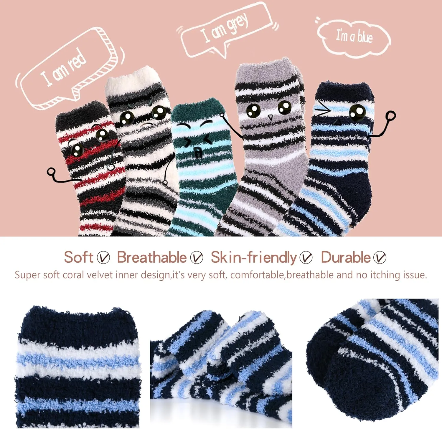 EBMORE Womens Fuzzy Socks Fleece Fluffy Cabin Plush Warm Sleep Soft Cozy Winter Adult Socks