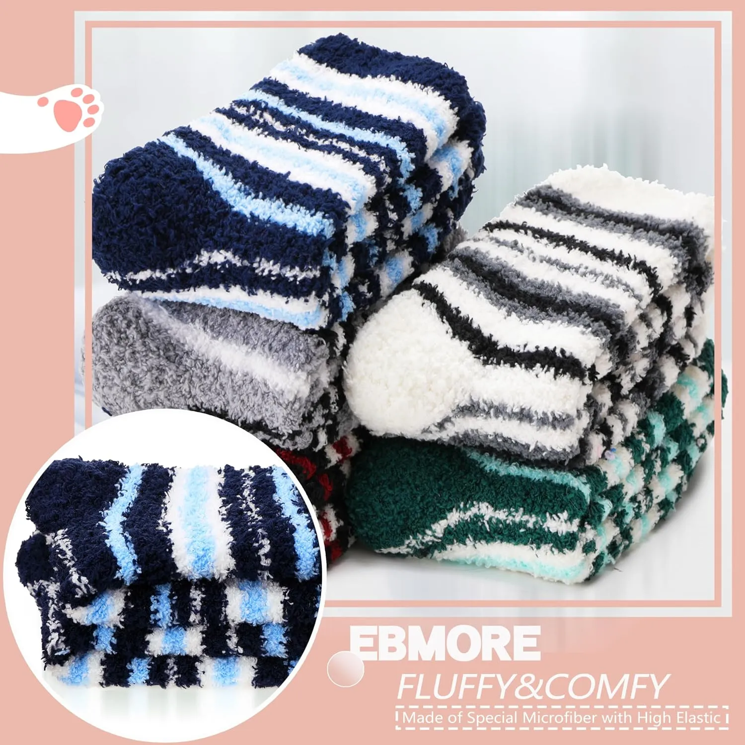 EBMORE Womens Fuzzy Socks Fleece Fluffy Cabin Plush Warm Sleep Soft Cozy Winter Adult Socks