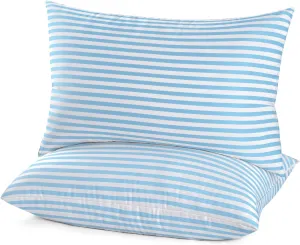EIUE Bed Pillows for Sleeping 2 Pack Queen Size，Super Soft Down Alternative Microfiber Filled Pillows,Pillows for Side and Back Sleepers,20 x 30 Inches,Blue