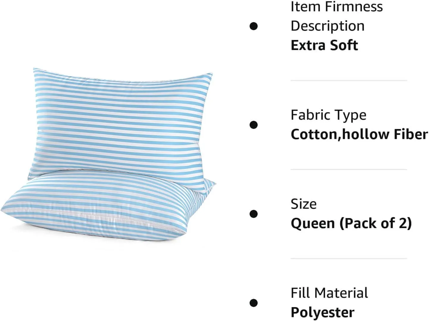EIUE Bed Pillows for Sleeping 2 Pack Queen Size，Super Soft Down Alternative Microfiber Filled Pillows,Pillows for Side and Back Sleepers,20 x 30 Inches,Blue