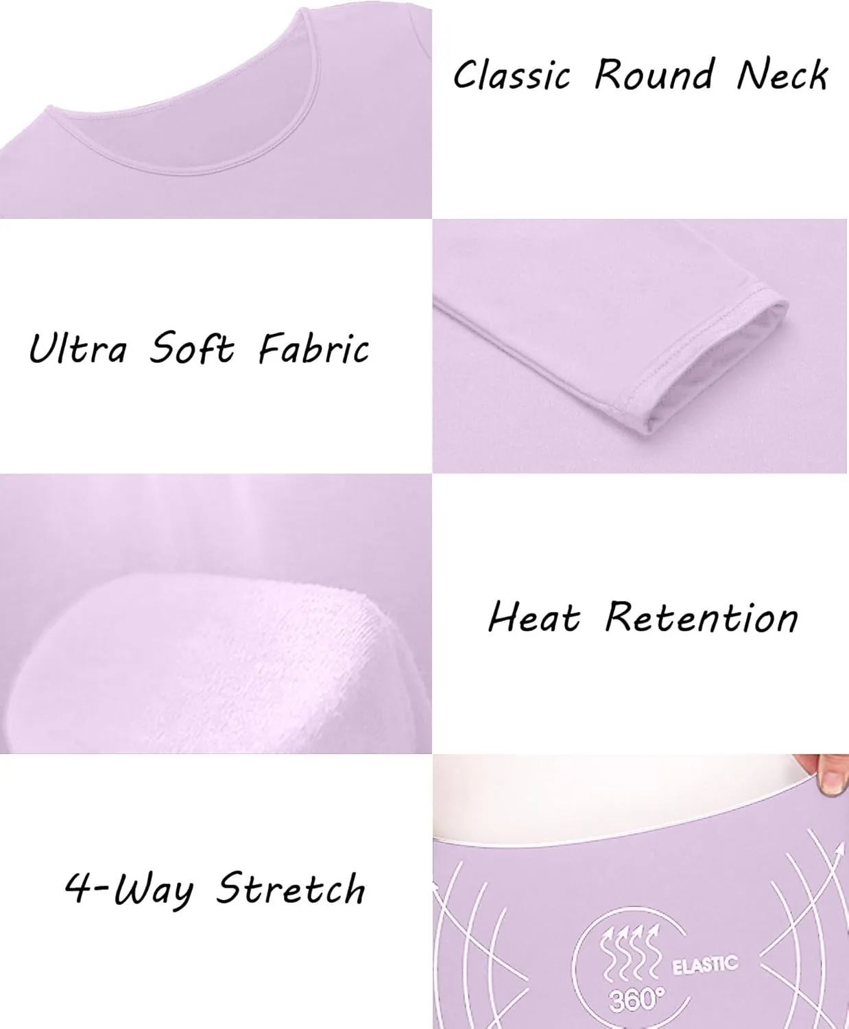 Ekouaer Plus Size Womens Long Underwear Set Oversize Thermal Set Lightweight Base Layer Pajamas 2 PCS Warm Tops & Bottom