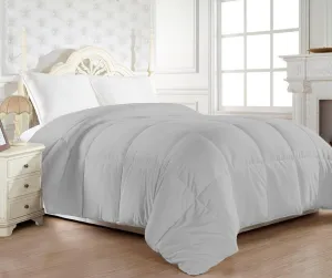 Elegant Comfort 1200 Premier Goose Down Alternative Comforter 100% Egyptian Cotton - 750Fill Power - Solid Gray Twin/Twin XL