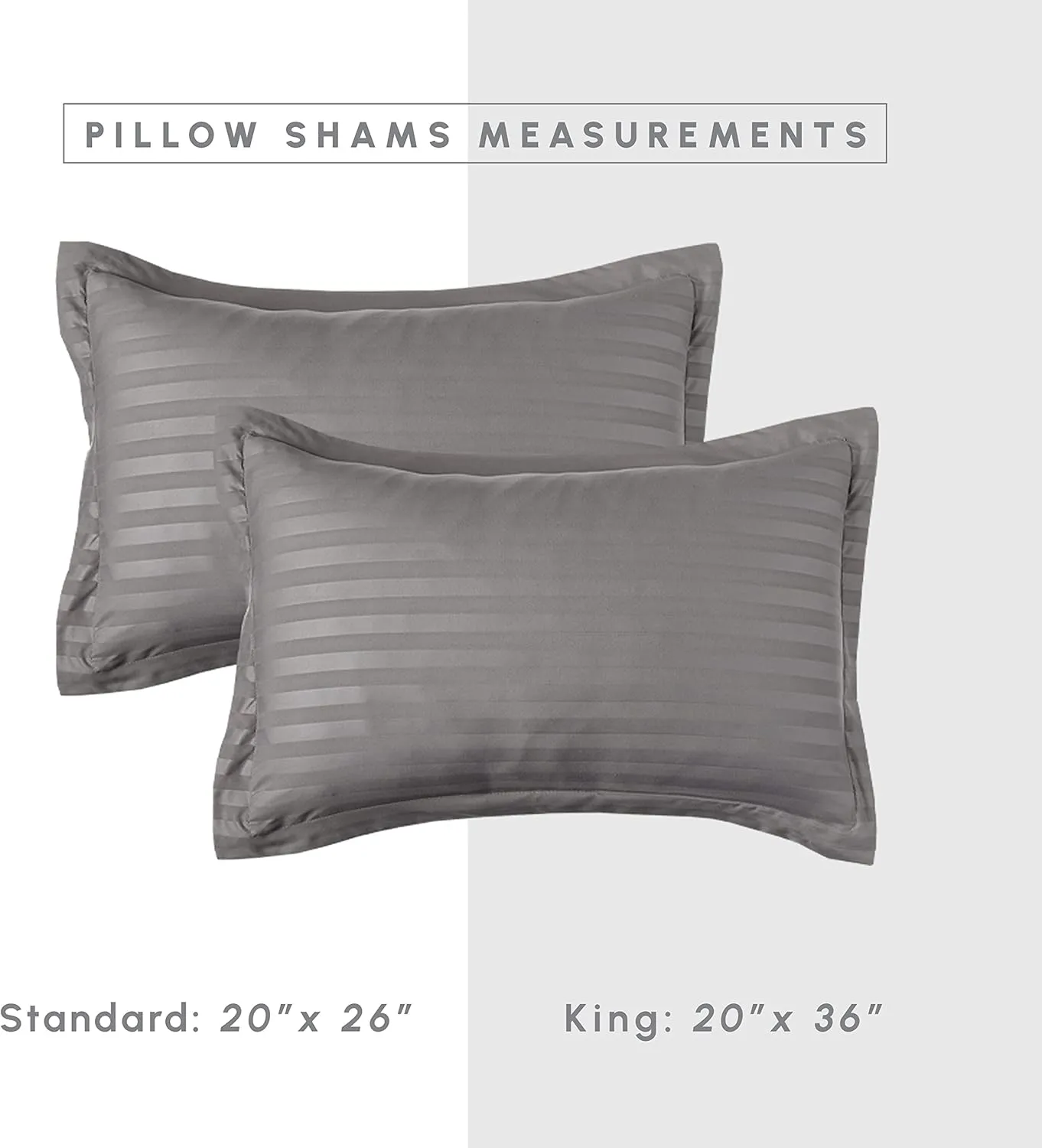 Elegant Comfort Wrinkle Resistant - Silky Soft Dobby Stripe Bed-in-a-Bag 8-Piece Comforter Set - King Grey