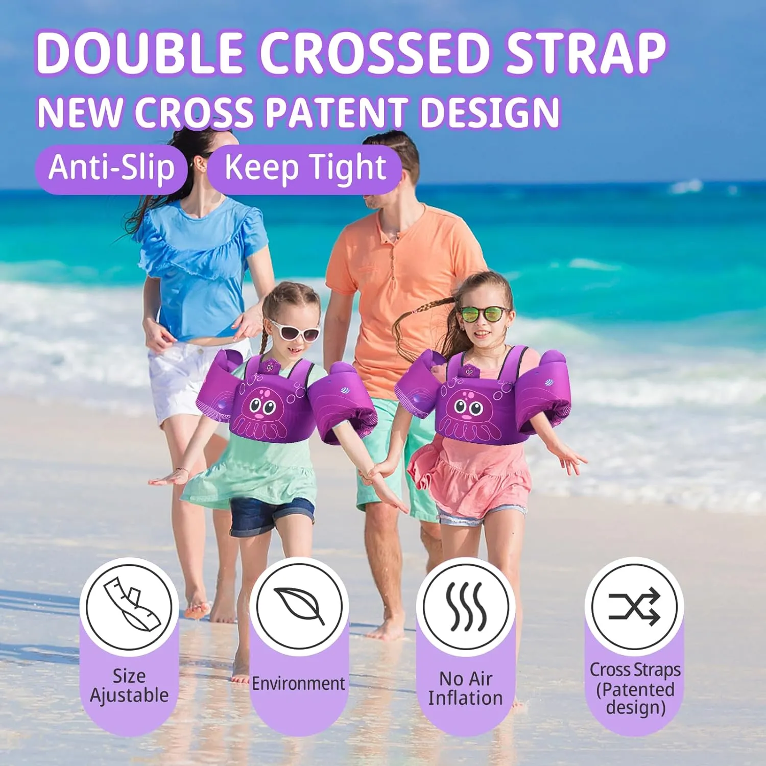 Elejolie Toddler Swim Vest for Child Learn Swiming Training,Infant Safety Swimmies Aid Jacket for Kids 2 3 4 5 6 Years Old,Arm Water Wings for Baby 22-66lbs