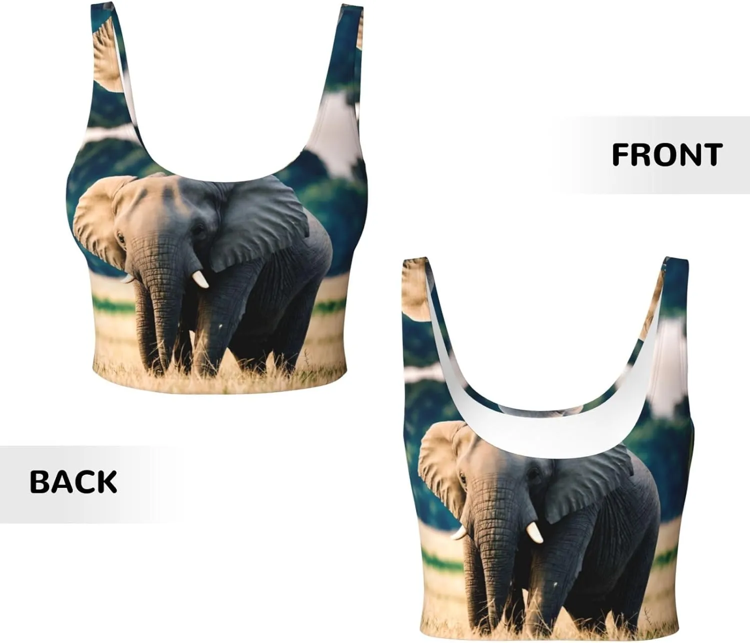 Elephant in The Grassland Pattern Women's Sports Vest - Yoga Workout Fitness for Women Athletic Tank Tops