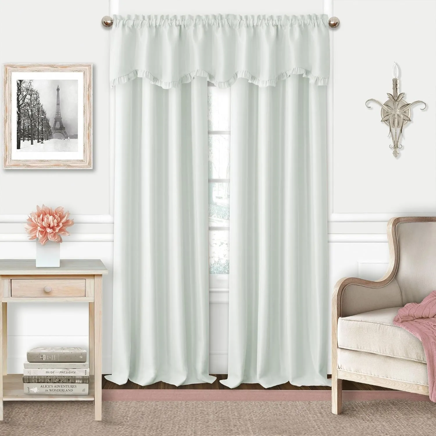 Elrene Adaline Kids Pastel Faux Silk Solid Color Blackout Room Darkening Thermal Insulating Window Curtain/Single Rod Pocket Panel, 52 Inch Wide X 95 Inch Long, Pearl Gray
