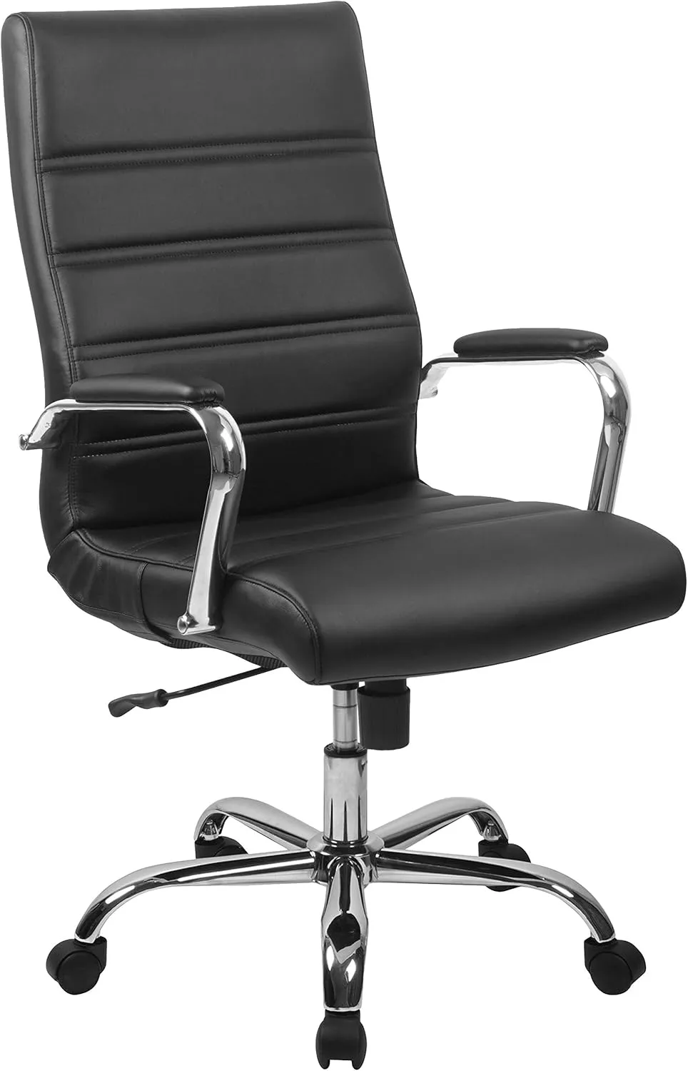 EMMA   OLIVER High Back Black LeatherSoft Executive Swivel Office Chair with Chrome Frame/Arms