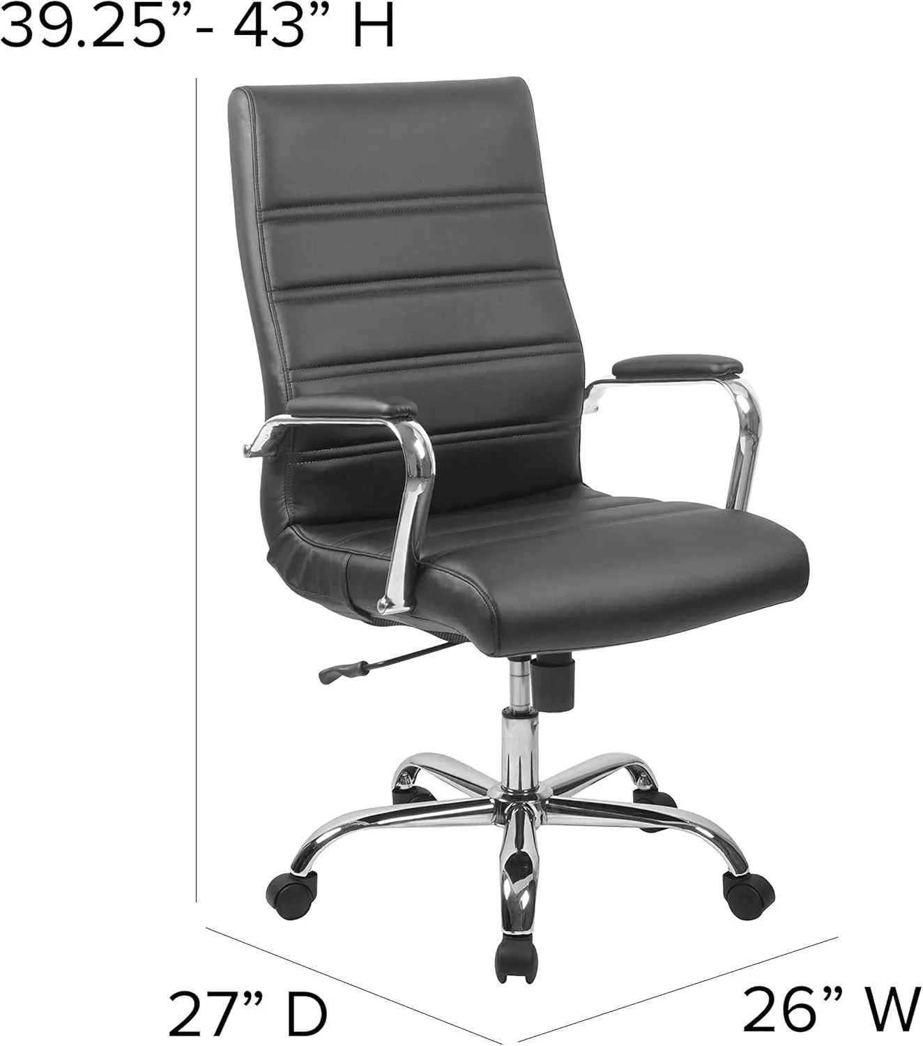 EMMA   OLIVER High Back Black LeatherSoft Executive Swivel Office Chair with Chrome Frame/Arms