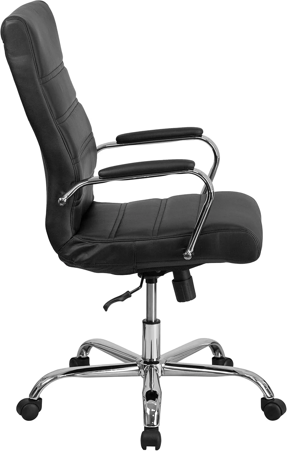 EMMA   OLIVER High Back Black LeatherSoft Executive Swivel Office Chair with Chrome Frame/Arms