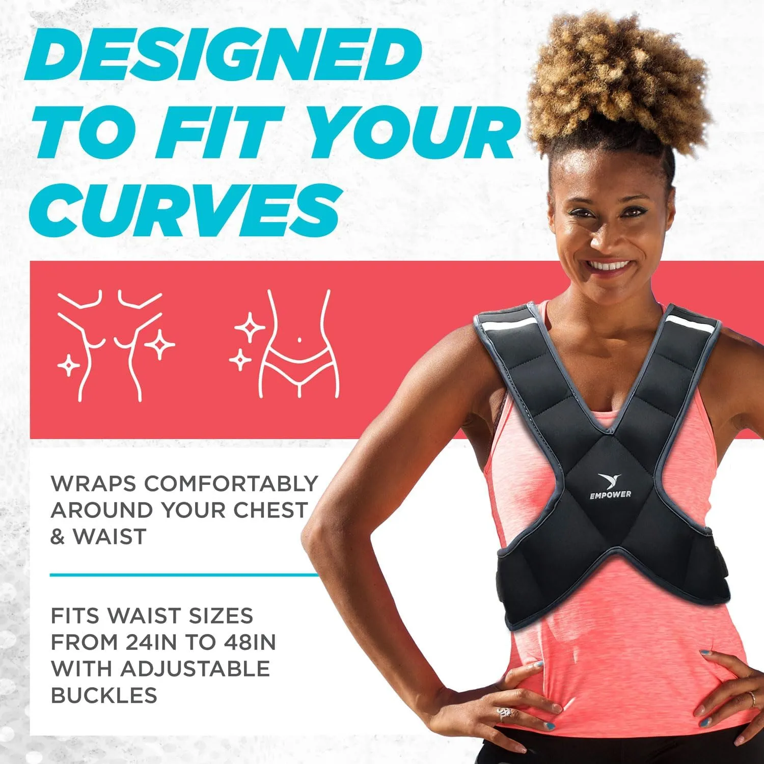 Empower Weighted Walking Vest for Women – Strengthen Muscles, Boost Bone Health, and Burn More Calories (fixed 8lbs, adjustable 4-10lbs or 10-16lbs)