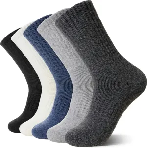 Eocom Merino Wool Hiking Socks for Women & Men Thermal Winter Warm Thick Cushion Crew Work Boot Socks 5 Pairs