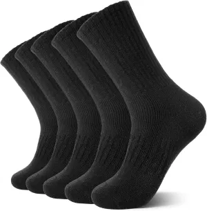 Eocom Merino Wool Hiking Socks for Women & Men Thermal Winter Warm Thick Cushion Crew Work Boot Socks 5 Pairs