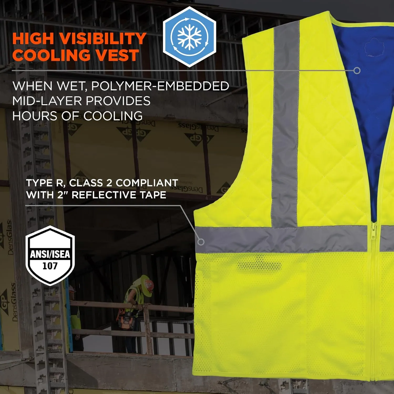 Ergodyne unisex-adult Chill-its 6668 Hi-vis Safety Cooling Vest - Type R, Class 2