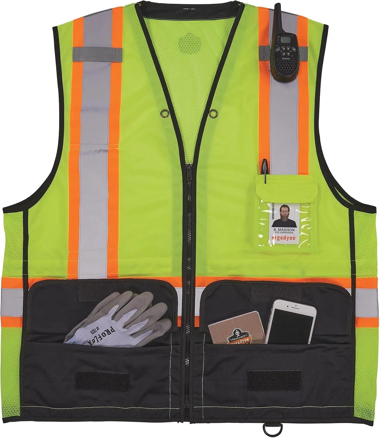 Ergodyne unisex-adult Glowear 8251hdz-bk Two-tone Hi-vis Safety Vest - Type R, Class 2, Zipper, Black Bottom