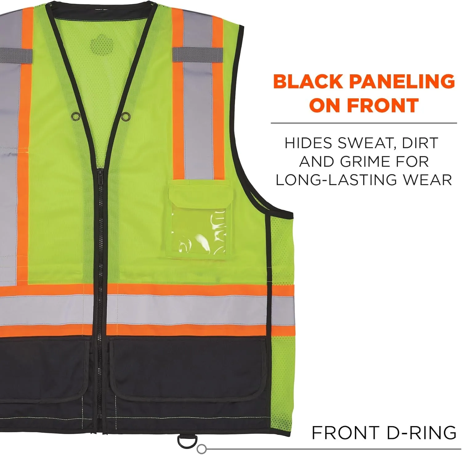 Ergodyne unisex-adult Glowear 8251hdz-bk Two-tone Hi-vis Safety Vest - Type R, Class 2, Zipper, Black Bottom