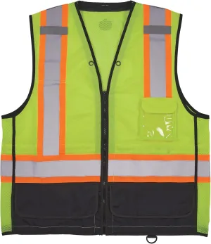 Ergodyne unisex-adult Glowear 8251hdz-bk Two-tone Hi-vis Safety Vest - Type R, Class 2, Zipper, Black Bottom