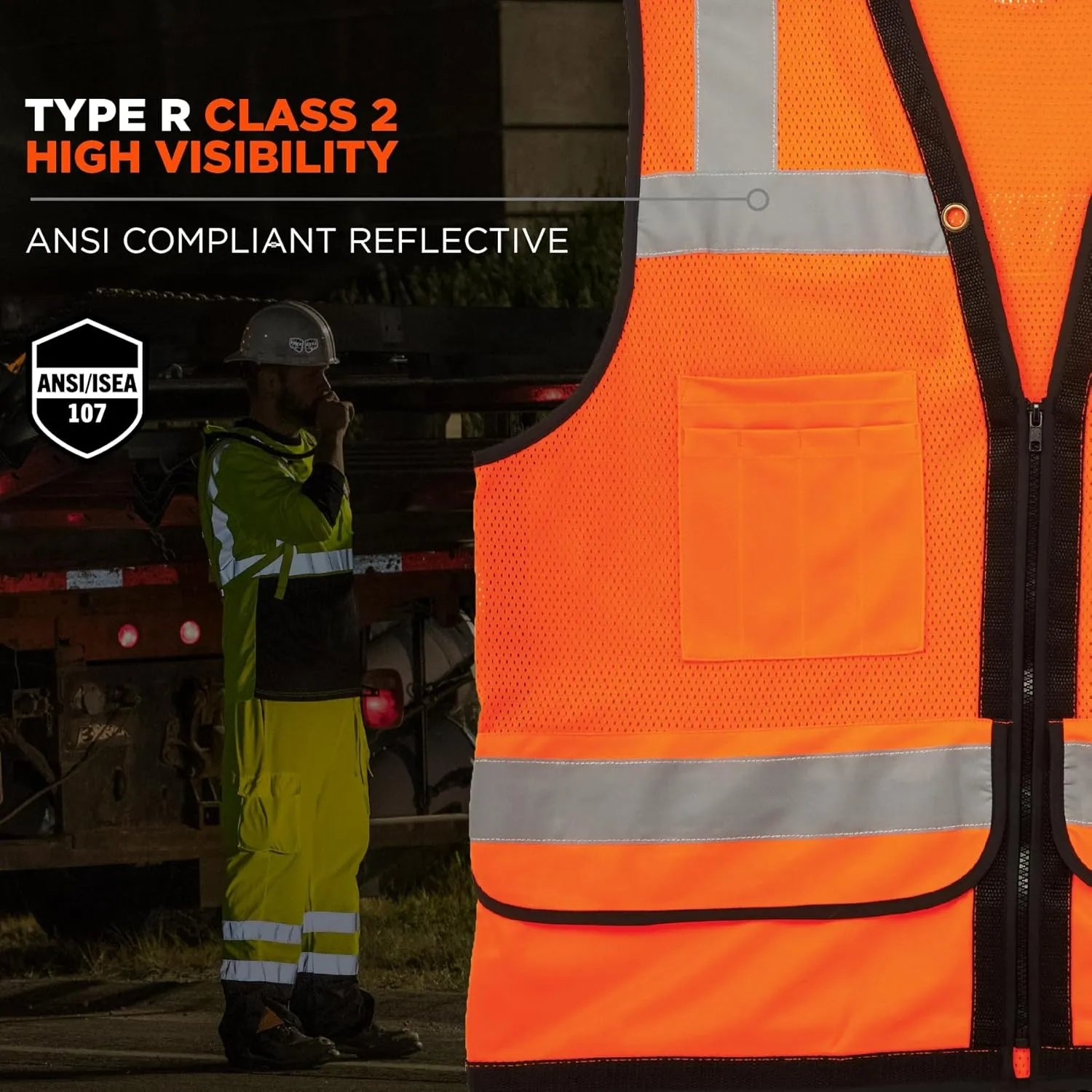 Ergodyne unisex adult Heavy-duty Class 2 Heavy Duty Mesh Surveyors Vest, Orange, Large-X-Large US