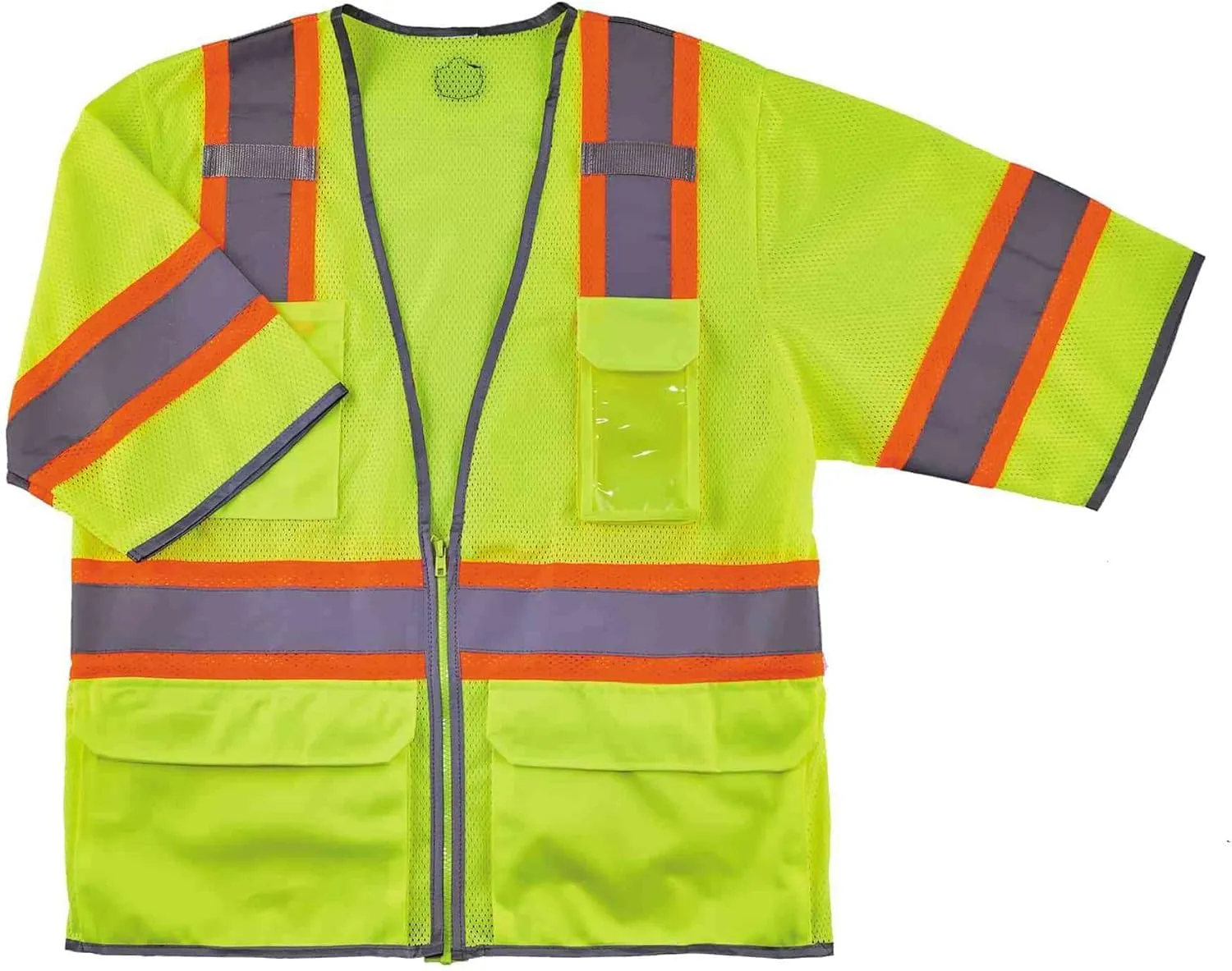 Ergodyne unisex adult Two-tone Hi-vis Class 3 Two Tone Hi Vis Surveyor Vest Zipper, Lime, Large-X-Large US