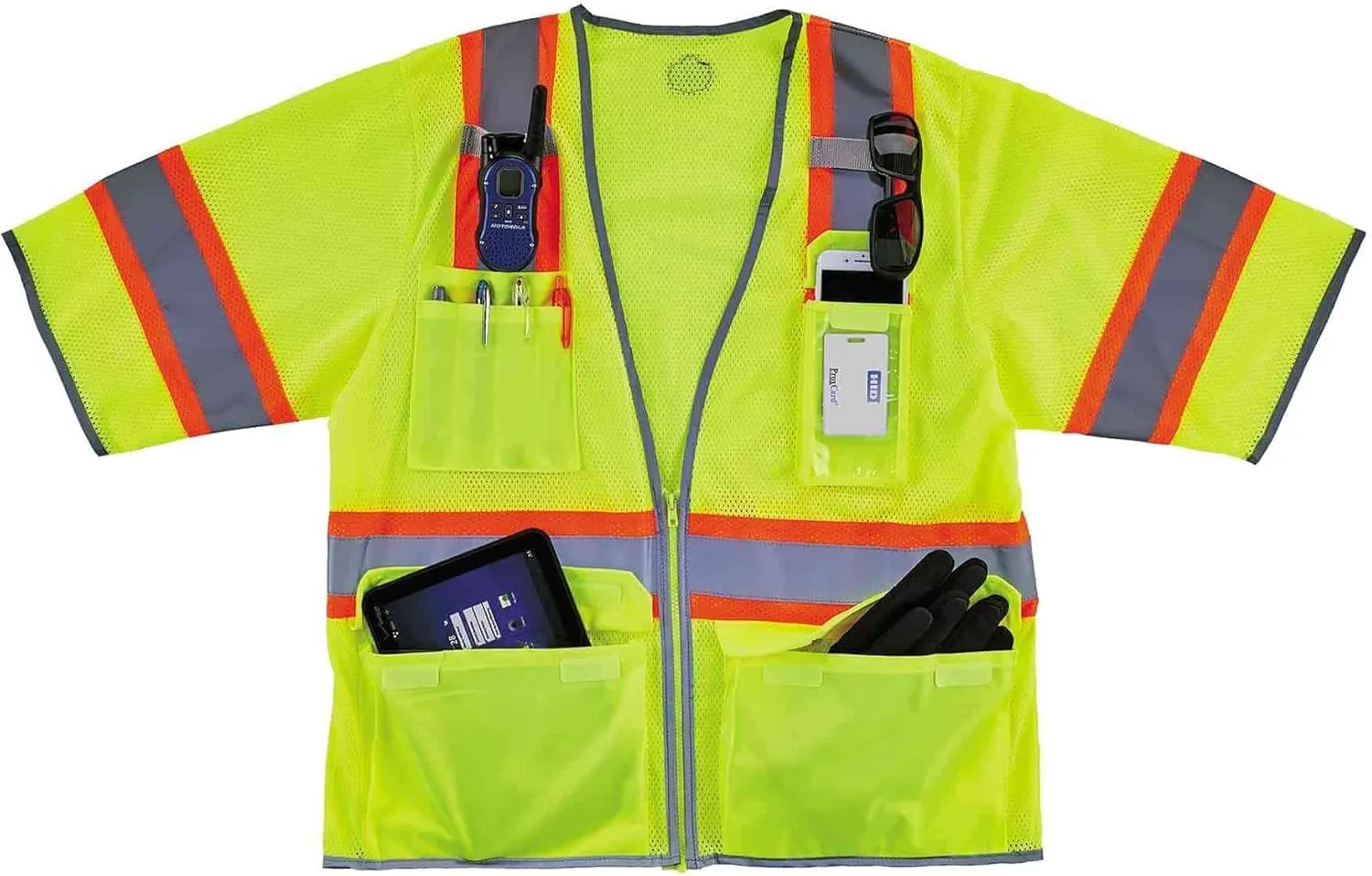 Ergodyne unisex adult Two-tone Hi-vis Class 3 Two Tone Hi Vis Surveyor Vest Zipper, Lime, Large-X-Large US