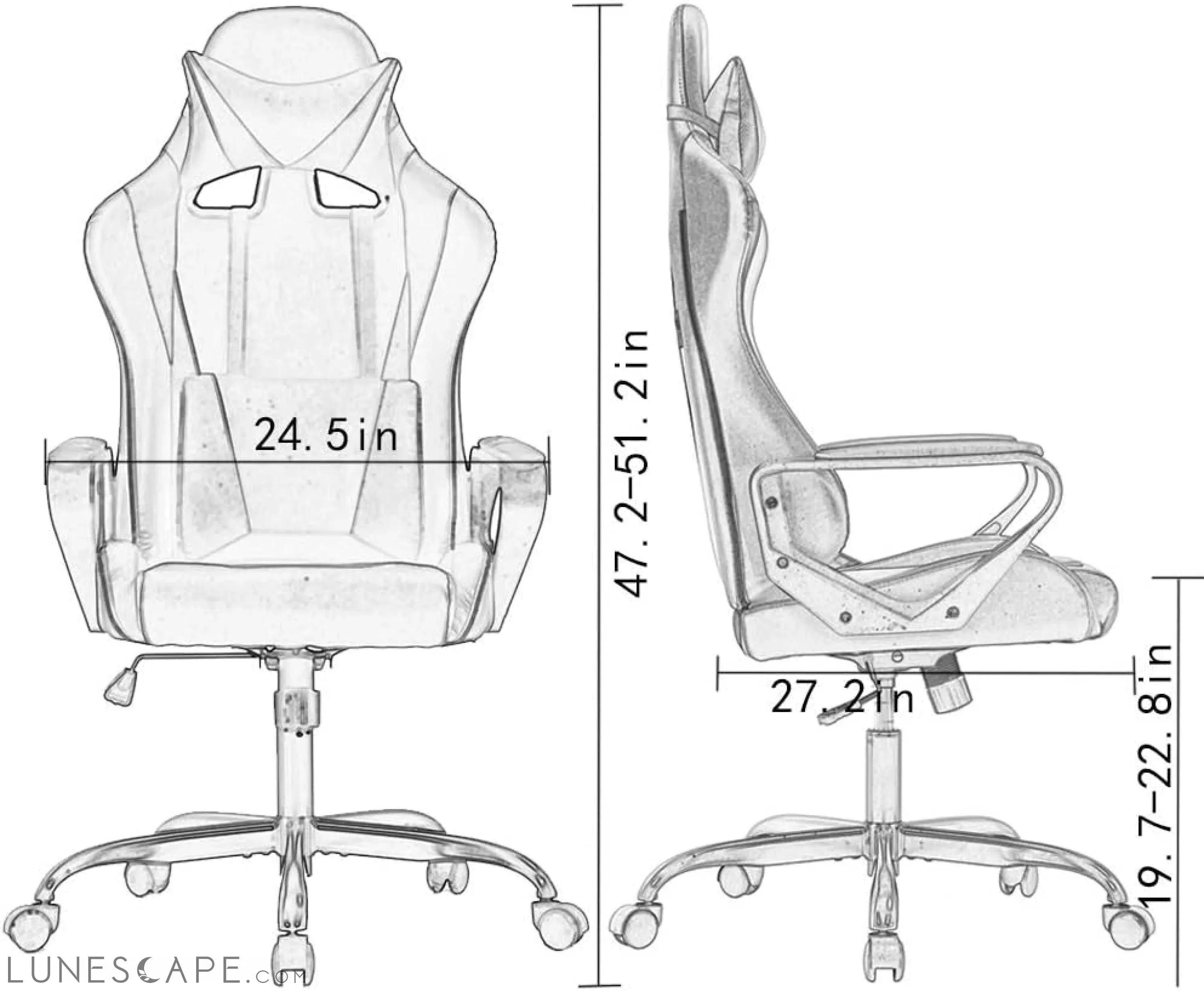 Ergonomic Gaming Chair with Lumbar Support (White)