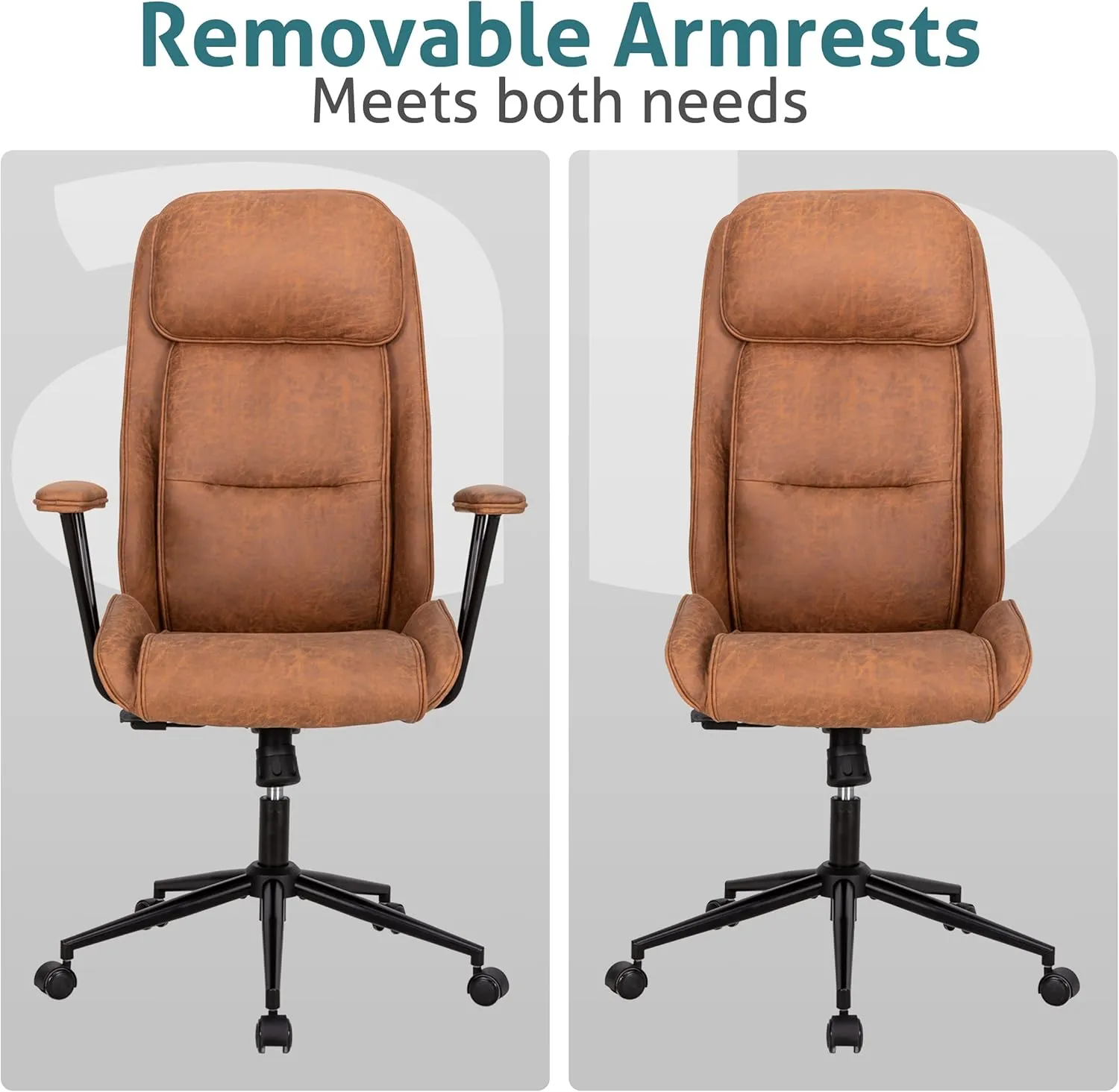 Ergonomic Home Office Desk Chair with Lumbar Support,Modern Reclining Office Chair,High Back Swivel Rolling Task Computer Executive Chair,Comfy Conference Room Chairs,330lbs (Brown)