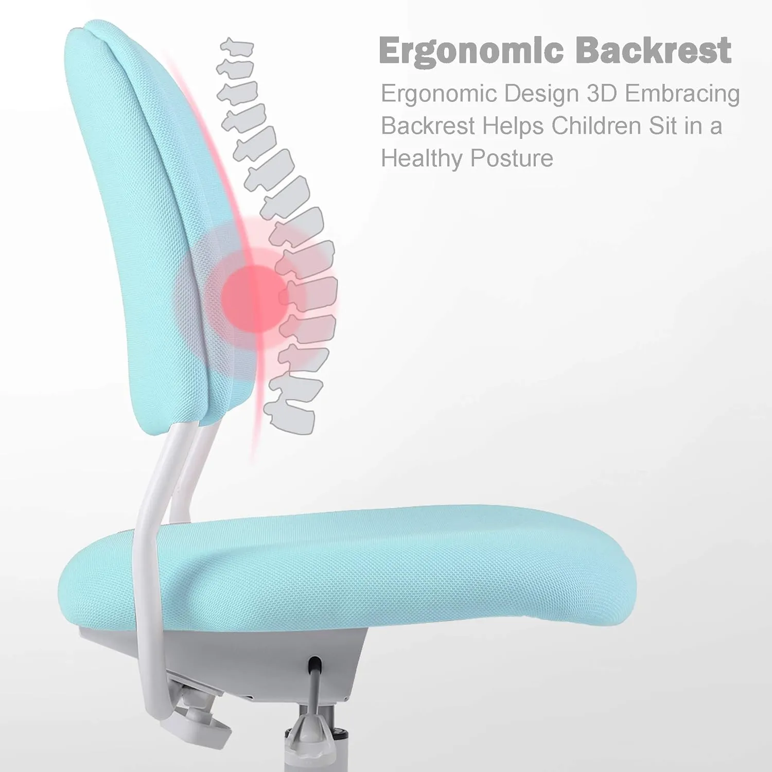 Ergonomic Kids Desk Chair, Child's Children Student Study Office Computer Chair, Adjustable Height and Seat Depth, Detachable Footrest and Lumbar Support (Blue, W/Chair Slipcovers)
