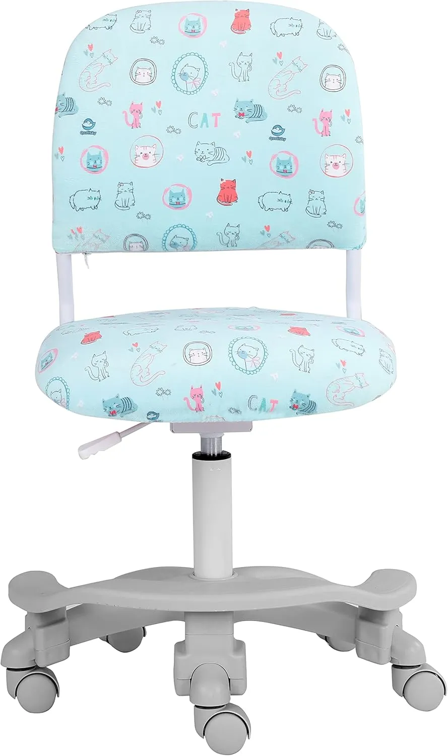 Ergonomic Kids Desk Chair, Girl's Child's Children Student Study Office Computer Chair, Adjustable Height and Seat Depth, Detachable Footrest, Lumbar Support (Green Cat, W/Chair Slipcovers)