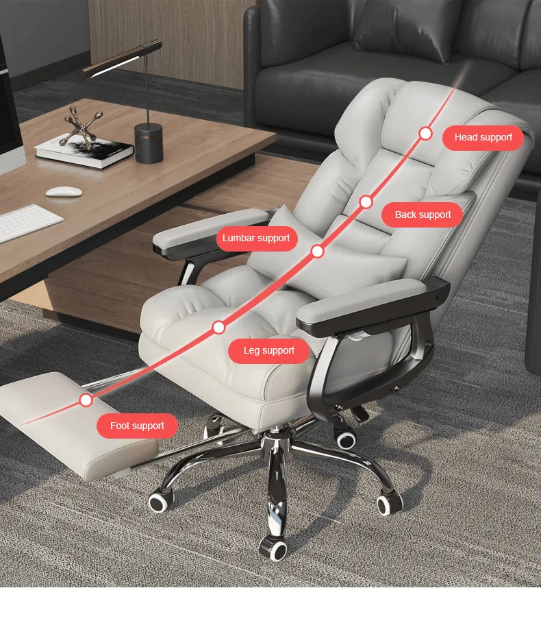 Ergonomic Leather Office Chair - Adjustable Comfy Seating