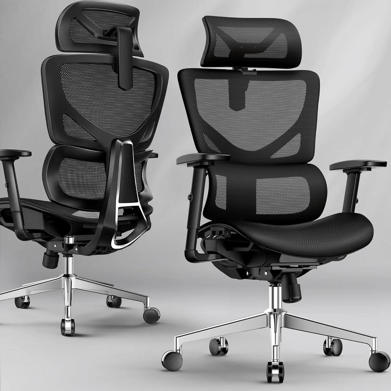 Ergonomic Mesh Office Chair - 6‘6“ Big & Tall Home Office Desk Chairs Seat Depth Adjustable with Lumbar Support - Back Height Adjustable Computer Task Chair with Headrest