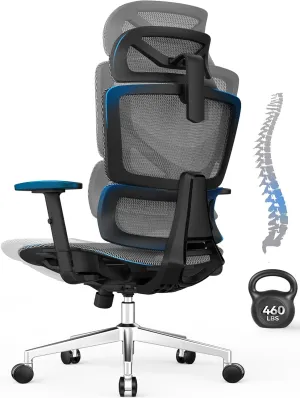 Ergonomic Mesh Office Chair - 6‘6“ Big & Tall Home Office Desk Chairs Seat Depth Adjustable with Lumbar Support - Back Height Adjustable Computer Task Chair with Headrest