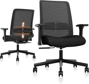 Ergonomic Office Chair, Mesh Computer Desk Chairs with Adjustable Lumbar Support, 3D Armrests, Tilt Function, Comfy Wide Seat, Swivel Executive Work Task Chair for Company and Home