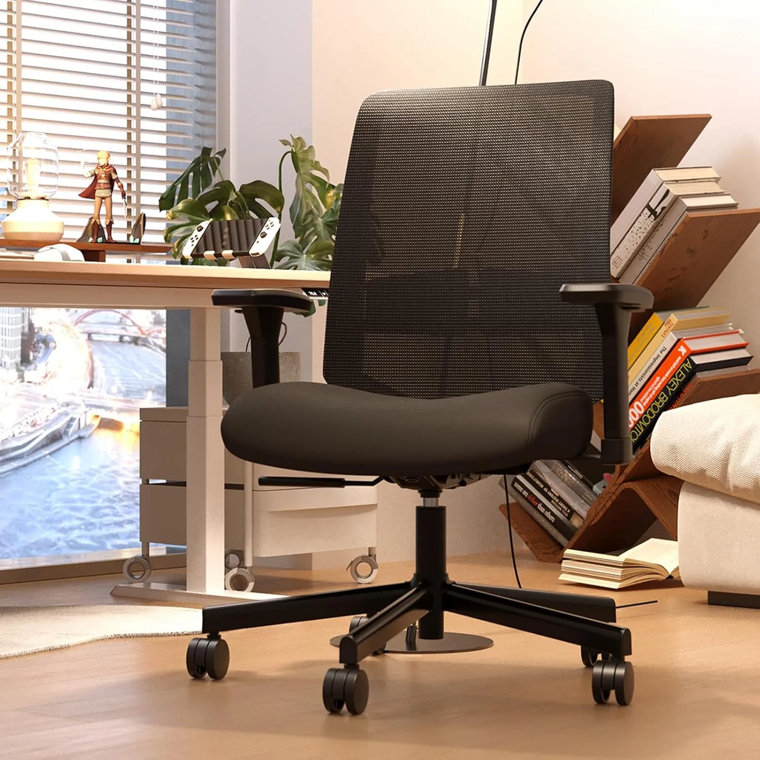 Ergonomic Office Chair, Mesh Computer Desk Chairs with Adjustable Lumbar Support, 3D Armrests, Tilt Function, Comfy Wide Seat, Swivel Executive Work Task Chair for Company and Home