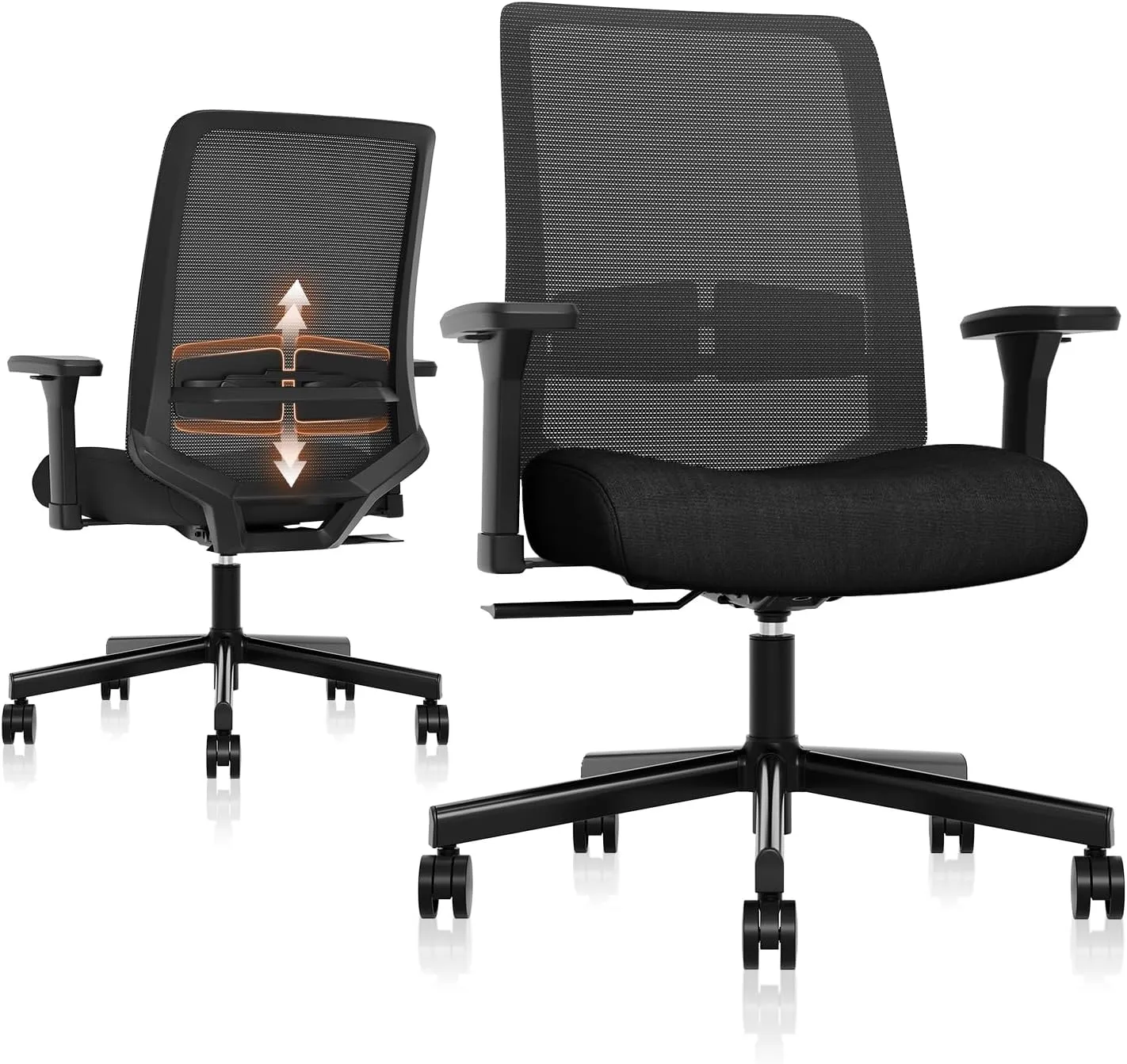 Ergonomic Office Chair, Mesh Computer Desk Chairs with Adjustable Lumbar Support, 3D Armrests, Tilt Function, Comfy Wide Seat, Swivel Executive Work Task Chair for Company and Home