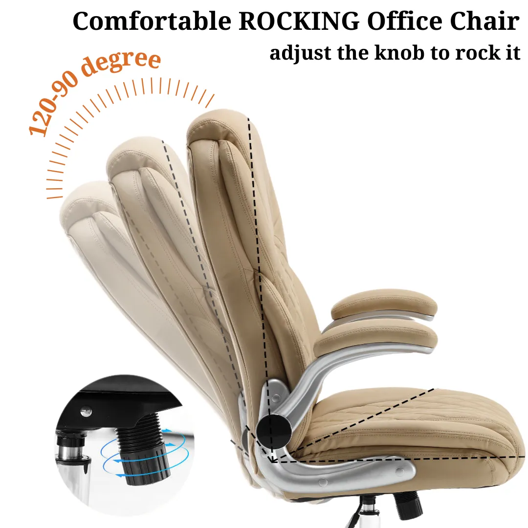 Ergonomic Office Chair with Adjustable Armrest & Reclining Function (Leather Fabric)