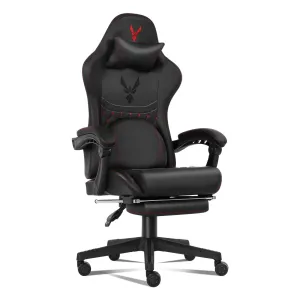 Ergonomic Video Gaming Chair with Footrest, Lumbar Support, Headrest | 360° Swivel Computer Chair Height Adjustable Reclining Recliner with Linkage Armrests for Game Room, Home Office, Black