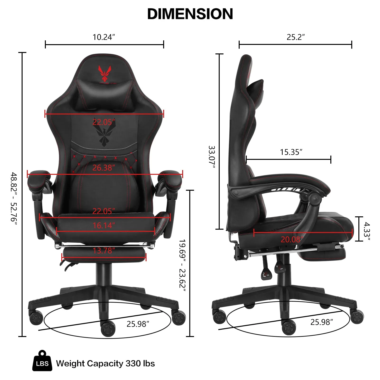 Ergonomic Video Gaming Chair with Footrest, Lumbar Support, Headrest | 360° Swivel Computer Chair Height Adjustable Reclining Recliner with Linkage Armrests for Game Room, Home Office, Black
