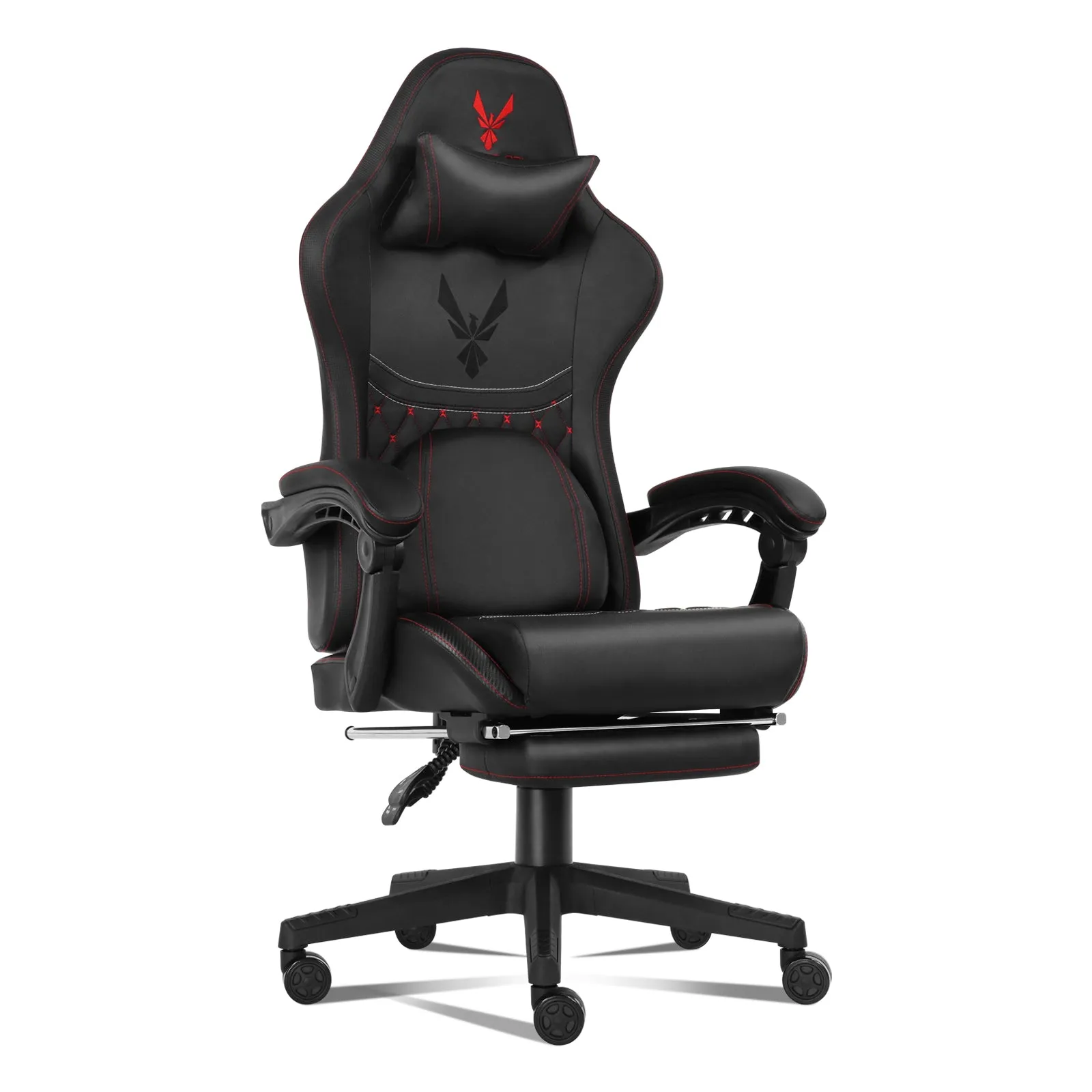 Ergonomic Video Gaming Chair with Footrest, Lumbar Support, Headrest | 360° Swivel Computer Chair Height Adjustable Reclining Recliner with Linkage Armrests for Game Room, Home Office, Black
